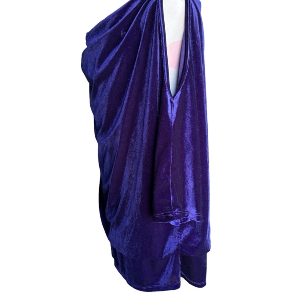 NWT: For Cynthia Velour Drape Cowl Neck Regency Tunic - 2X - Deep Purple - Picture 4 of 8